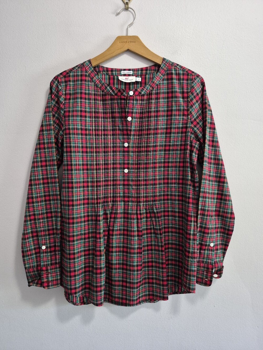 Vineyard Vines NWOT Tartan Plaid with Cashmere Pintuck Popover Size 4